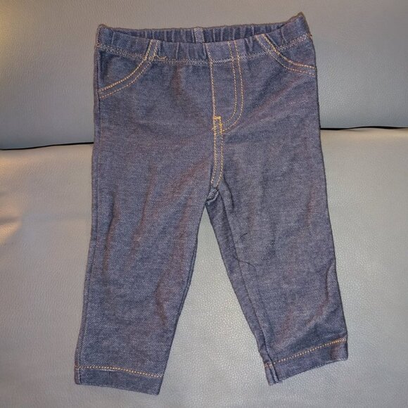 🐲3 FOR $9🦄Carter's Faux Denim Elastic Waist Pull On Jeggings Leggings Pants 3m - Picture 1 of 2